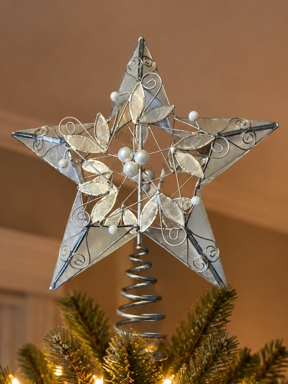 Capiz Shell & Pearl Christmas Tree Topper